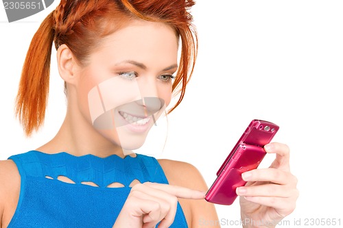 Image of happy woman with cell phone