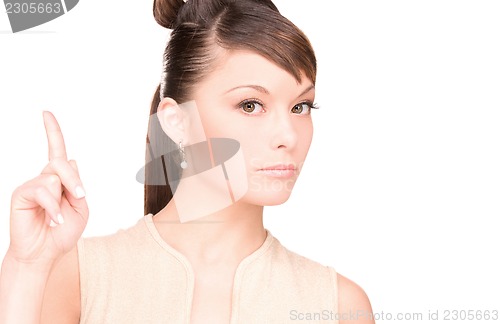 Image of woman with her finger up