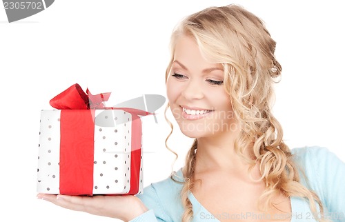 Image of happy girl with gift box