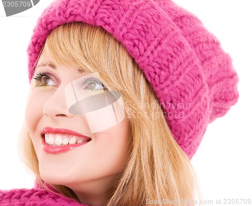 Image of happy teenage girl in hat