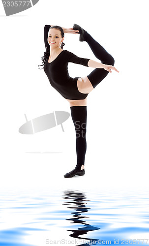 Image of fitness instructor in black leotard