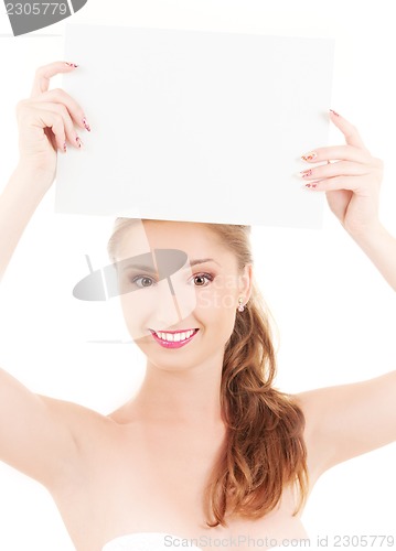 Image of happy girl with blank board