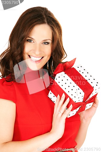 Image of happy woman with gift box