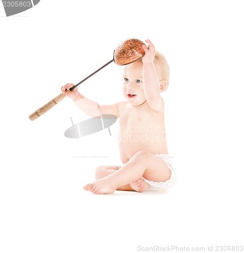 Image of baby boy with big scoop
