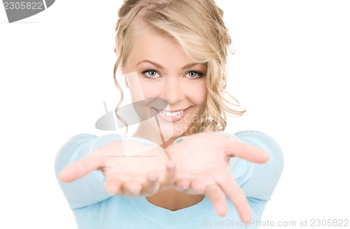 Image of woman showing palms