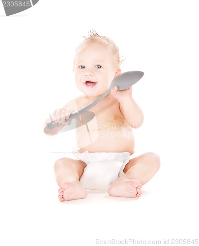 Image of baby boy with big spoon