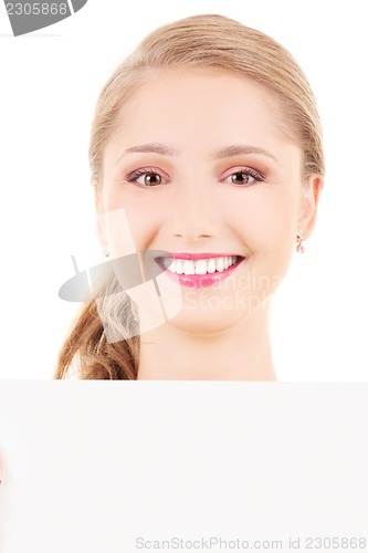 Image of happy girl with blank board