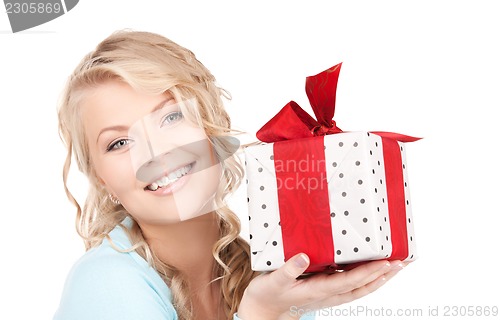 Image of happy girl with gift box