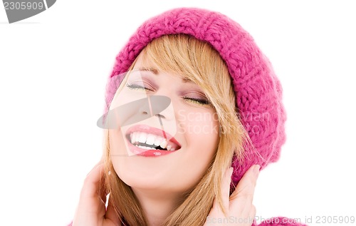 Image of happy teenage girl in hat