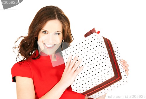 Image of happy woman with gift box