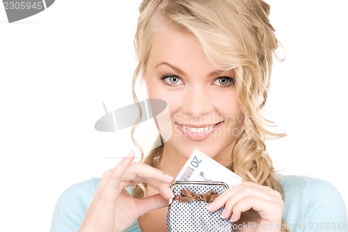 Image of lovely woman with purse and money