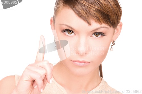 Image of woman with her finger up