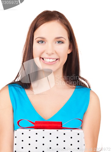 Image of happy girl with gift box