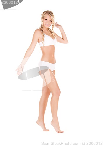Image of lovely woman in white cotton underwear