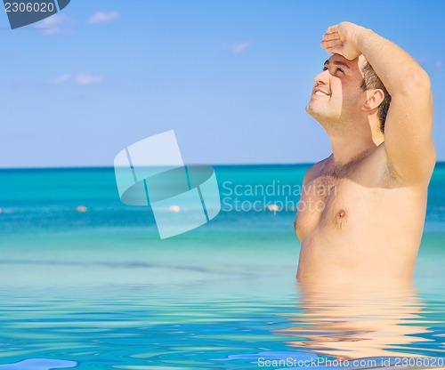 Image of happy man in water
