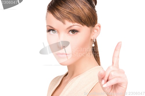 Image of woman with her finger up