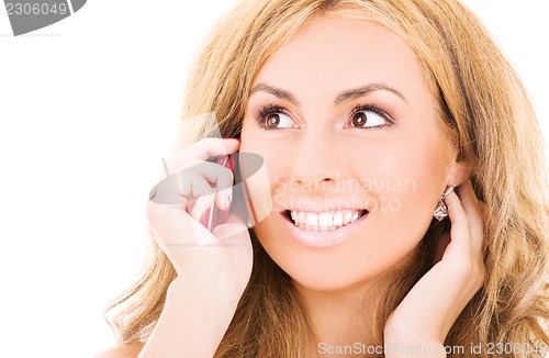 Image of happy woman with cell phone