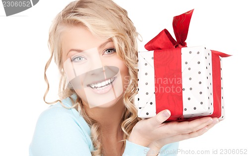 Image of happy girl with gift box