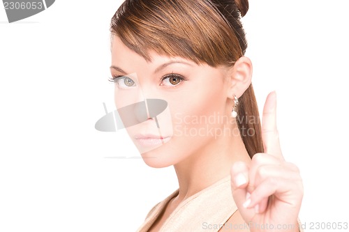 Image of woman with her finger up