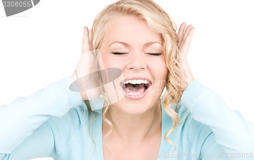 Image of happy screaming woman