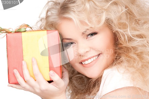Image of happy girl with gift box