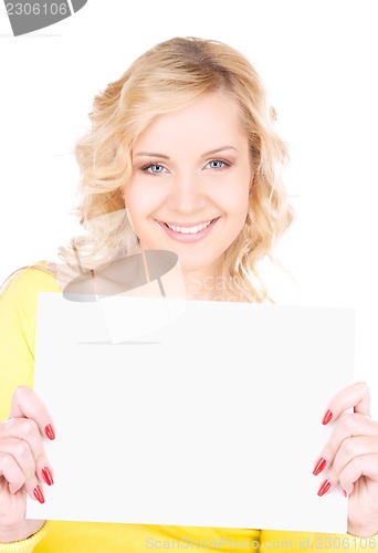 Image of happy girl with blank board