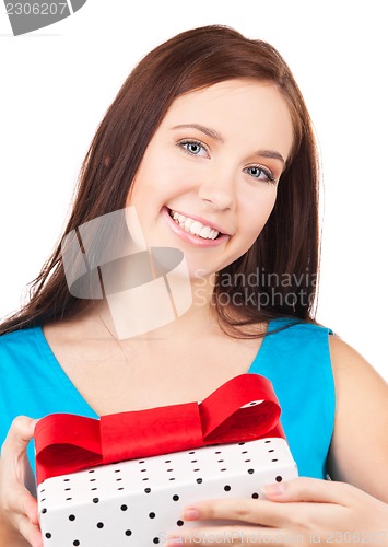 Image of happy girl with gift box