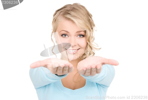 Image of woman showing palms