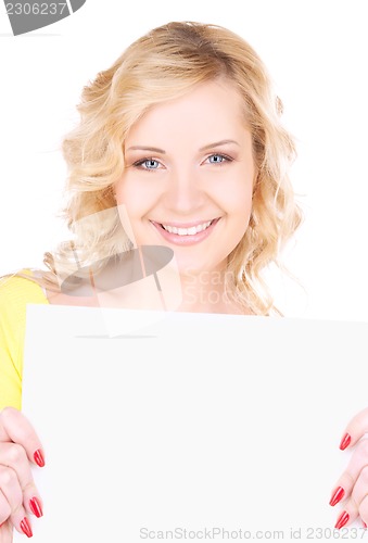 Image of happy girl with blank board