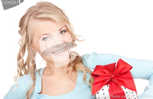 Image of happy girl with gift box
