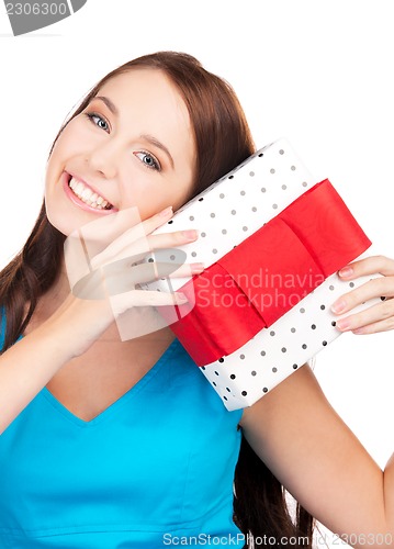 Image of happy girl with gift box