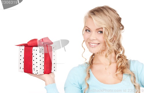 Image of happy girl with gift box