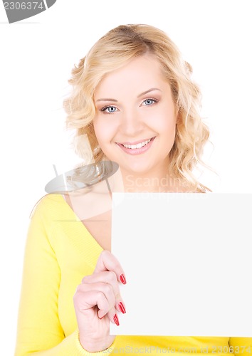 Image of happy girl with blank board