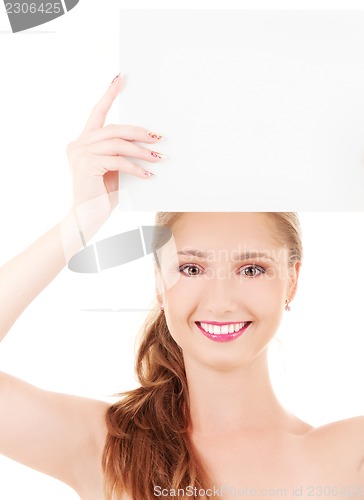 Image of happy girl with blank board