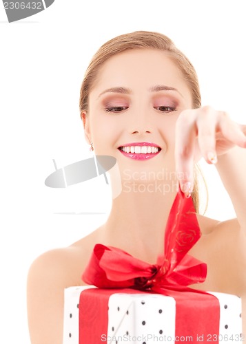 Image of happy girl with gift box