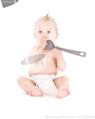 Image of baby boy with big spoon