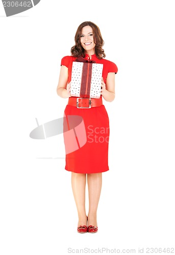 Image of happy woman with gift box