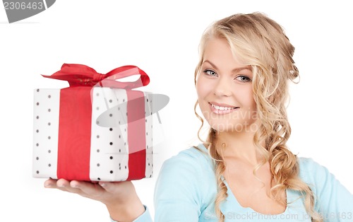 Image of happy girl with gift box