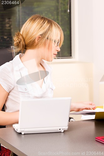 Image of office girl with laptop computer