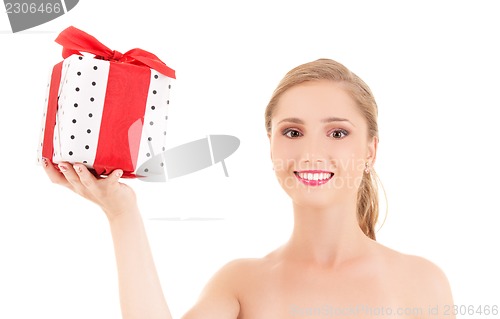 Image of happy girl with gift box