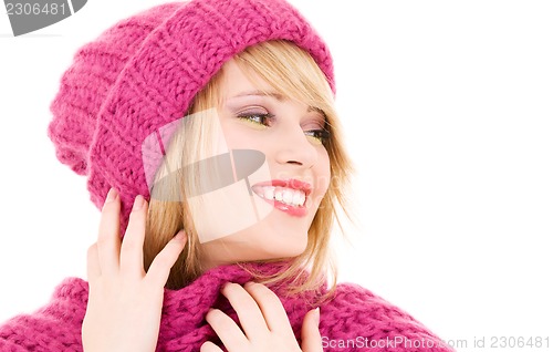 Image of happy teenage girl in hat