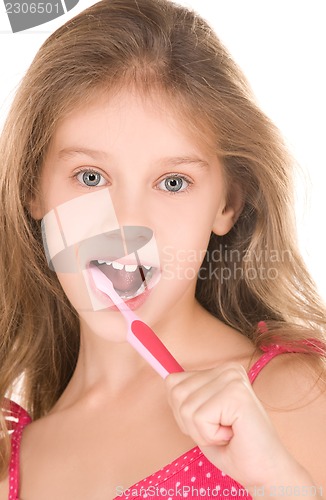 Image of happy girl with toothbrush