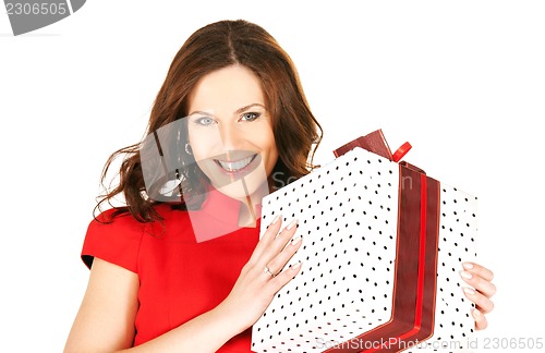 Image of happy woman with gift box