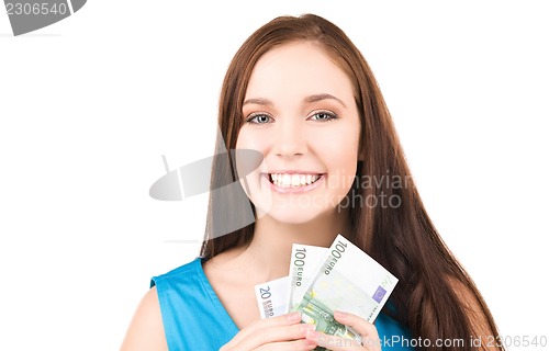 Image of lovely teenage girl with money