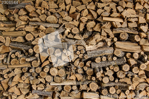 Image of Pile of wood cut for fireplace
