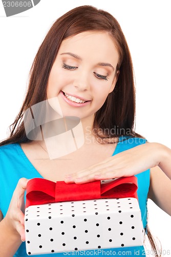 Image of happy girl with gift box