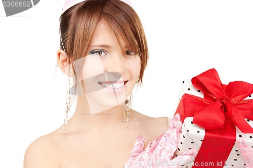 Image of party girl with gift box