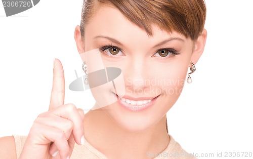 Image of woman with her finger up