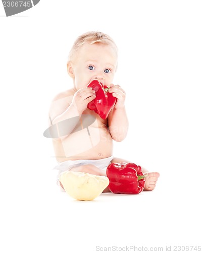 Image of baby boy with vegetables