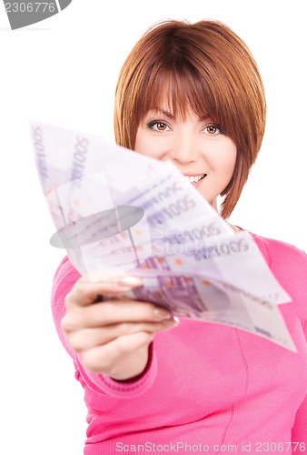 Image of happy woman with money